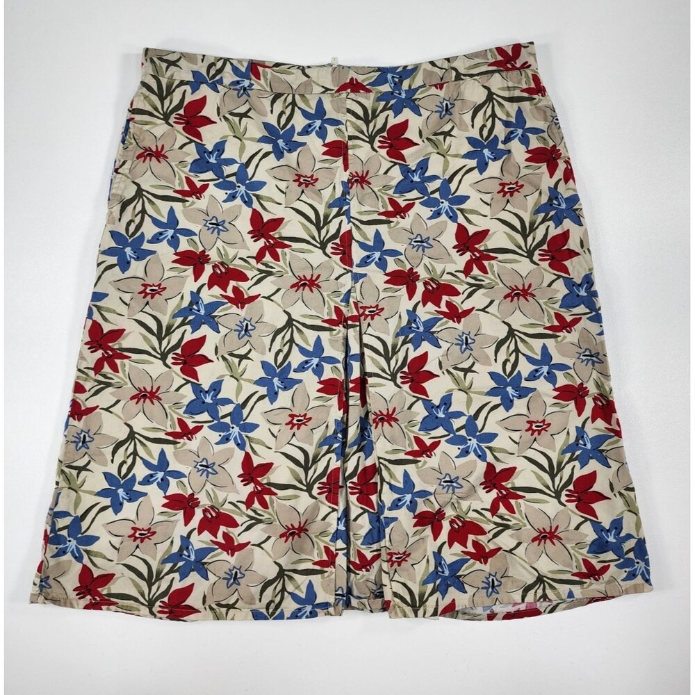 Vintage White Stag Skirt Womens 18 100% Cotton Skirt Floral Print Y2K